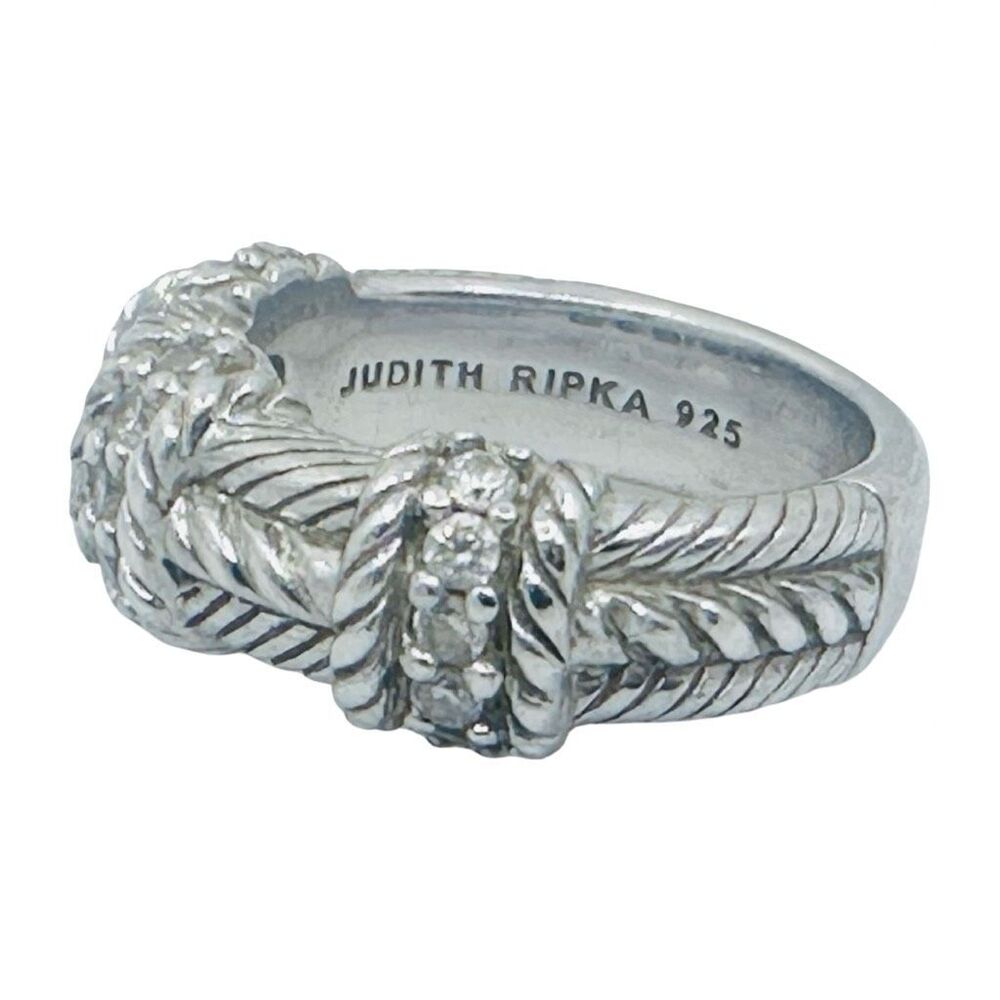 Judith Ripka 925 Sterling Silver Cubic Zirconia Ring Band - Size 6 - Picture 9 of 10